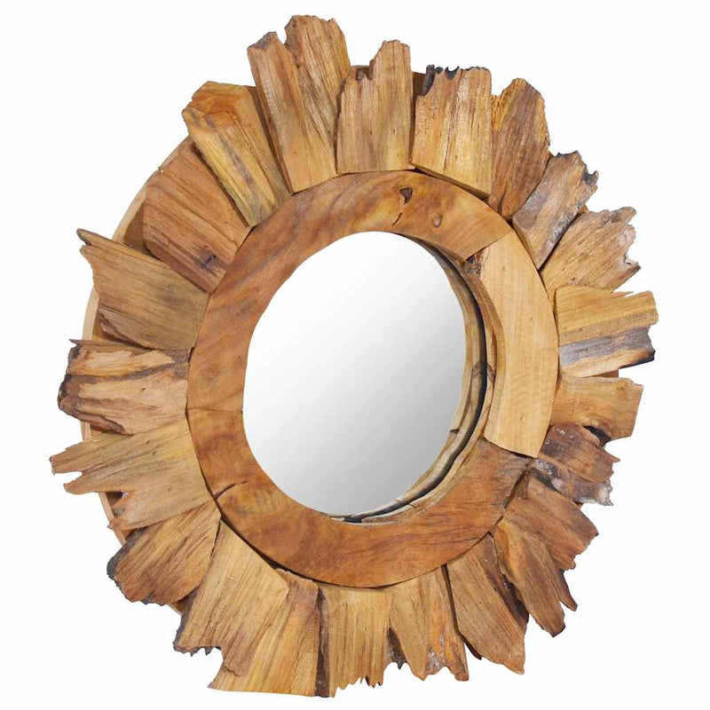 Load image into Gallery viewer, Vidaxl wandspiegel rond 40 cm teakhout