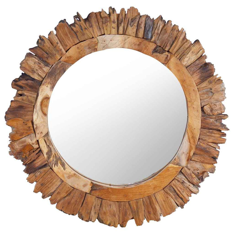 Load image into Gallery viewer, Vidaxl wandspiegel rond 60 cm teakhout