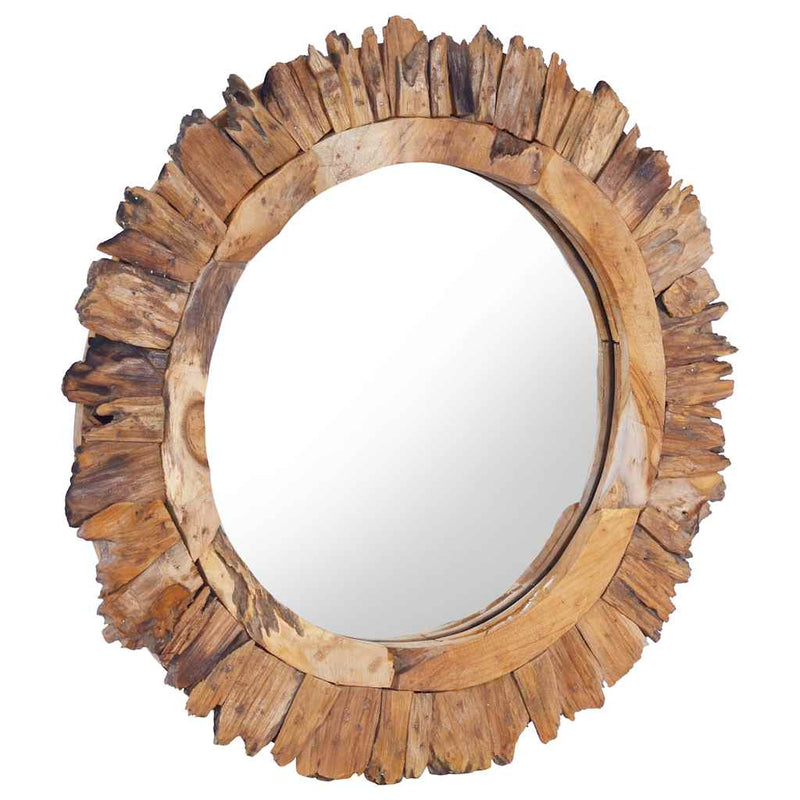Load image into Gallery viewer, Vidaxl wandspiegel rond 60 cm teakhout