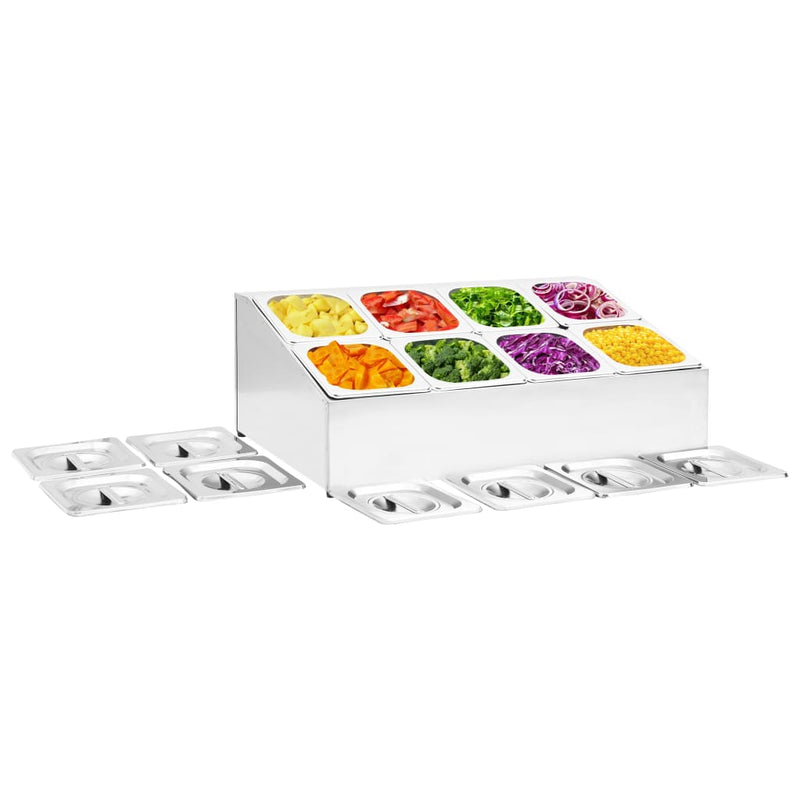 Load image into Gallery viewer, Vidaxl gastronormbakkenhouder met 8 gn 1 6 bakken roestvrij staal