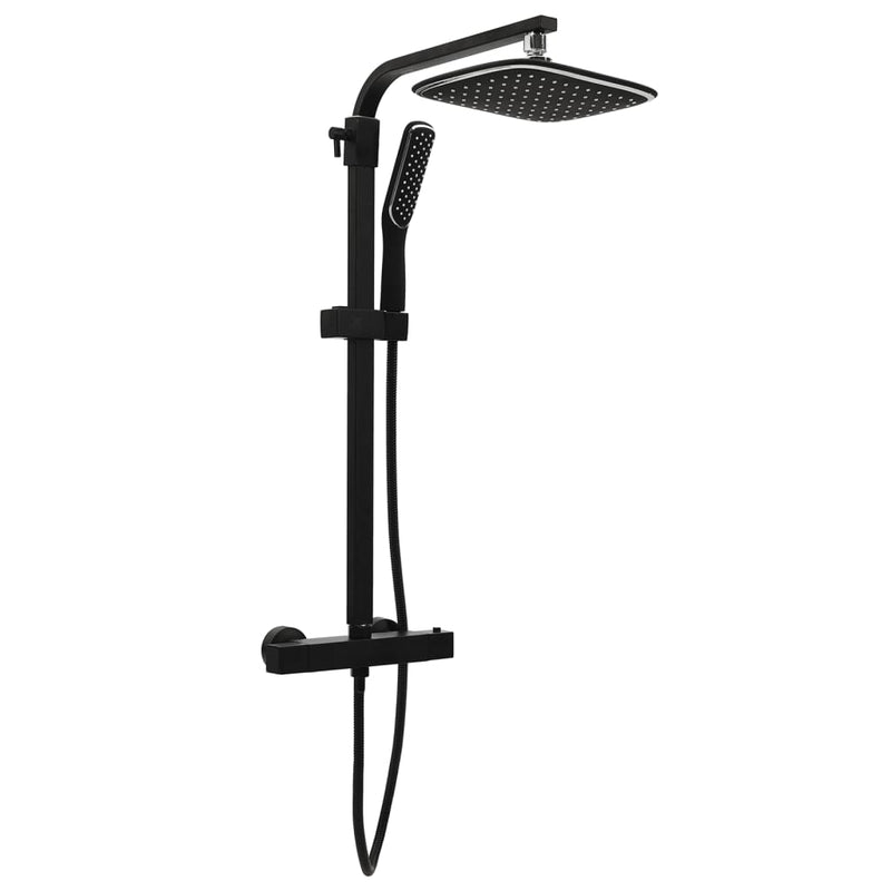 Load image into Gallery viewer, Vidaxl douchekoppenset dubbel met mengkraan en slang zwart