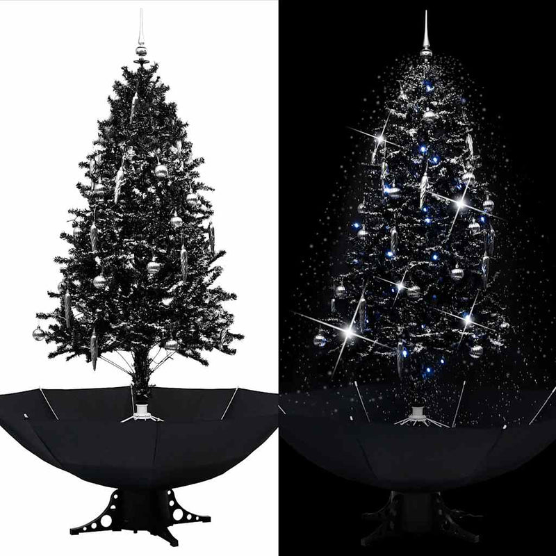 Load image into Gallery viewer, Vidaxl kerstboom sneeuwend met paraplubasis 190 cm pvc zwart