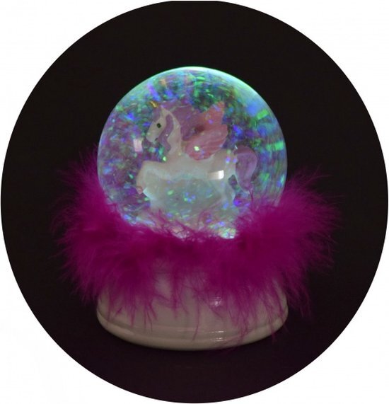 Load image into Gallery viewer, Dream horse sneeuwbol eenhoorn met veren en licht