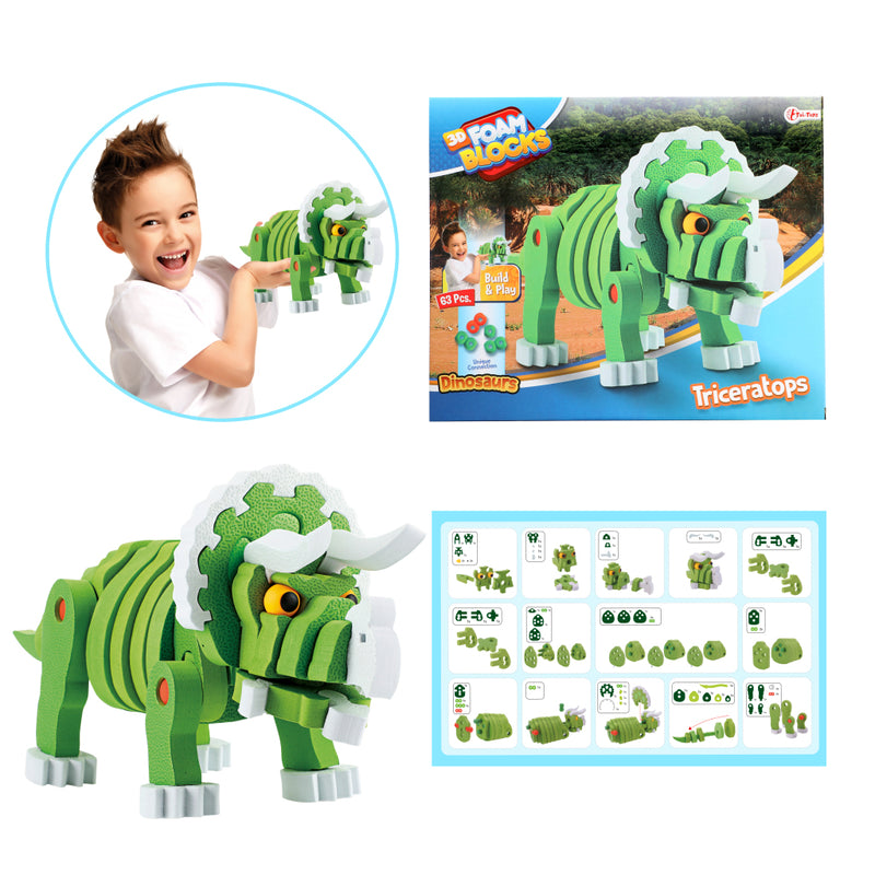 Load image into Gallery viewer, Toi-toys knutselpuzzel tricera junior 25,8 cm groen 59-delig