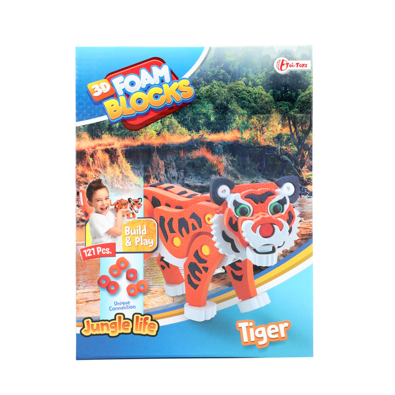Load image into Gallery viewer, Toi-toys 3d puzzel tijger junior 31,5 cm foam oranje 121-delig