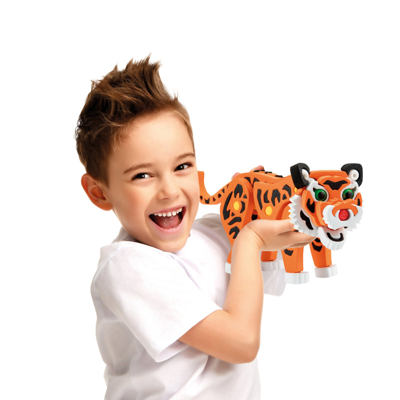 Load image into Gallery viewer, Toi-toys 3d puzzel tijger junior 31,5 cm foam oranje 121-delig
