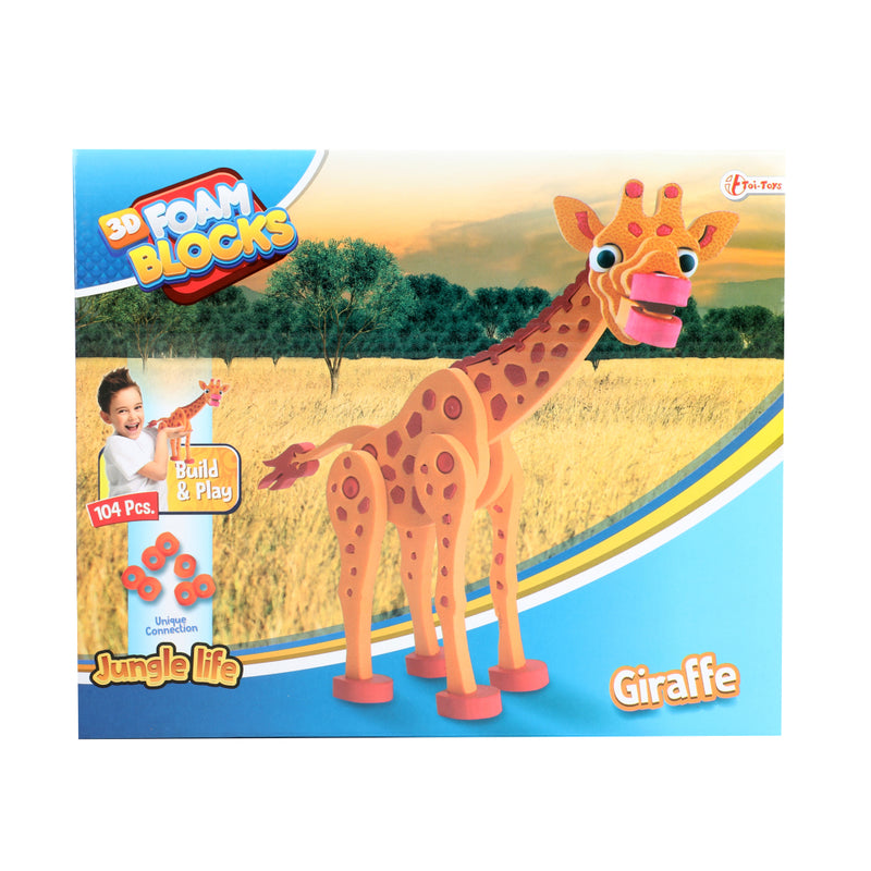 Load image into Gallery viewer, Toi-toys 3d puzzel giraffe junior 31,5 cm foam oranje 104-delig
