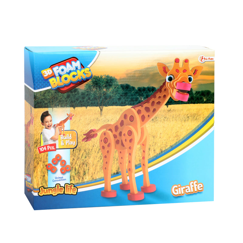 Load image into Gallery viewer, Toi-toys 3d puzzel giraffe junior 31,5 cm foam oranje 104-delig