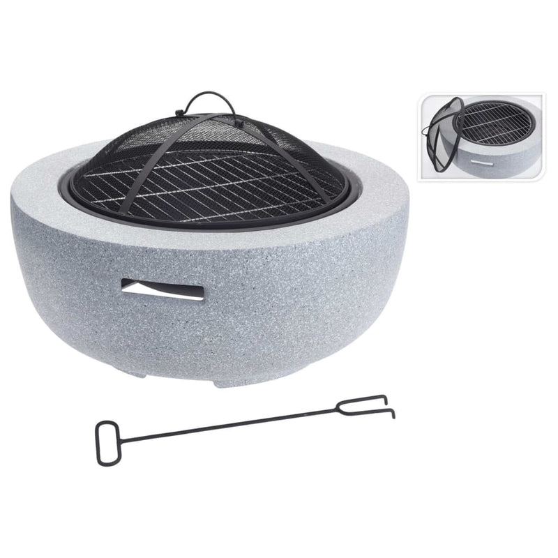 Load image into Gallery viewer, ProGarden ProGarden Vuurschaal met barbecuerooster rond 60x25 cm lichtgrijs