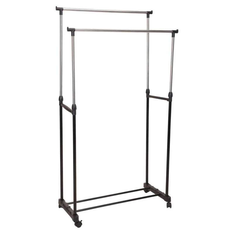 Load image into Gallery viewer, Storage solutions kledingrek met wielen dubbel 80x42x(90-160) cm