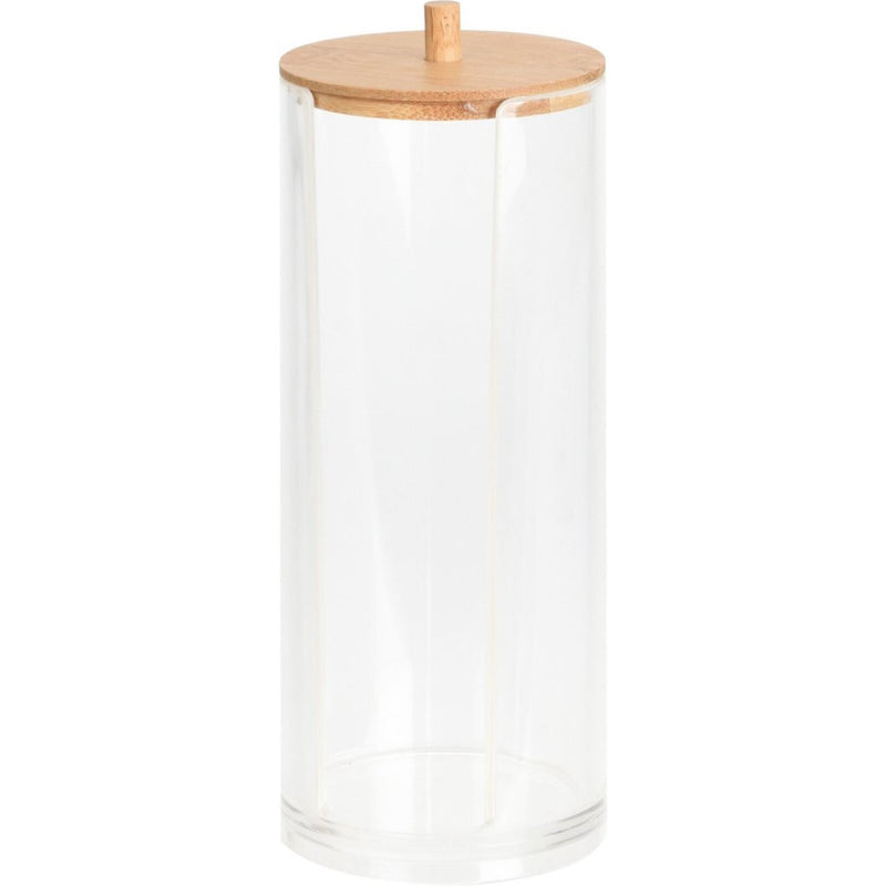 Afbeelding laden in galerijviewer, Eleganza wattenschijfjes container 7x19 cm bamboe transparant