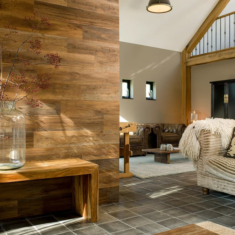 Load image into Gallery viewer, Wallart planken hout-look schuurhout eiken omberbruin