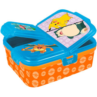 Load image into Gallery viewer, Stor pokémon kinderlunchbox – broodtrommel met 4 vakken voor kinderen vanaf 4 jaar - vaatwasserbestendig bpa-vrij - lichtblauw