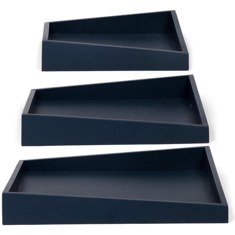 Load image into Gallery viewer, Senza asymmetrische houten dienbladen 3 stuks blauw
