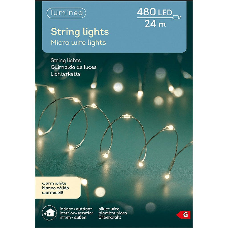 Load image into Gallery viewer, Lumineo Lumineo Micro LED Stringlights Verlichting Zilverdraad 24M 480 LEDs Buiten Warm Wit