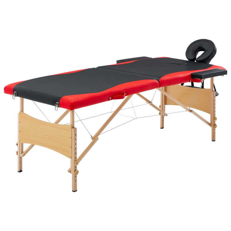 Load image into Gallery viewer, Vidaxl massagetafel inklapbaar 2 zones hout zwart en rood