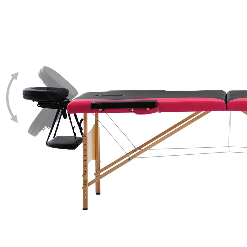 Load image into Gallery viewer, Vidaxl massagetafel inklapbaar 2 zones hout zwart en roze