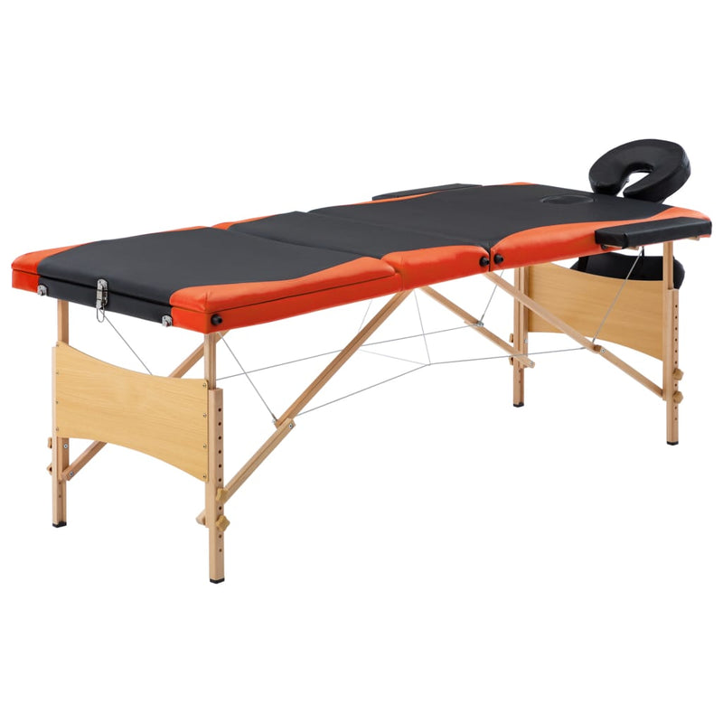 Load image into Gallery viewer, VidaXL Massagetafel inklapbaar 3 zones hout zwart en oranje