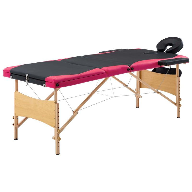 Load image into Gallery viewer, Vidaxl massagetafel inklapbaar 3 zones hout zwart en roze