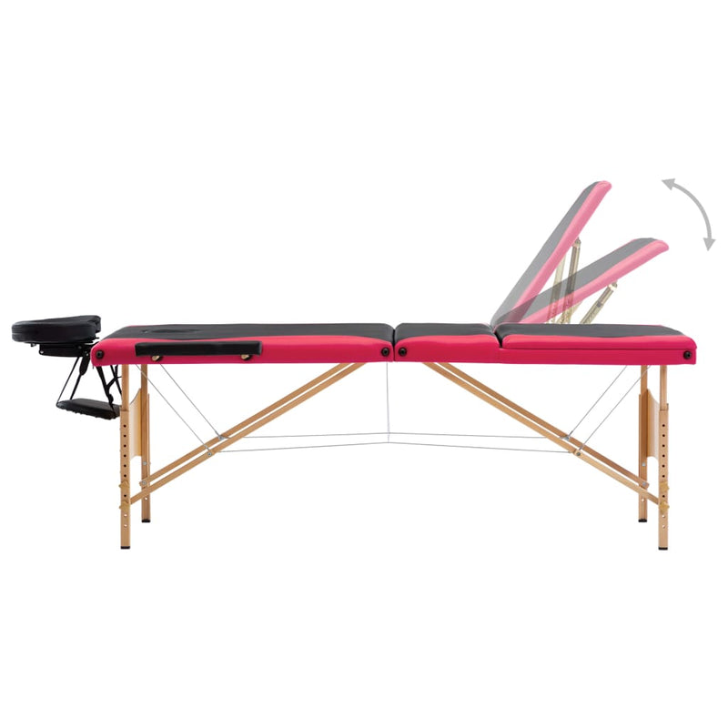 Load image into Gallery viewer, Vidaxl massagetafel inklapbaar 3 zones hout zwart en roze