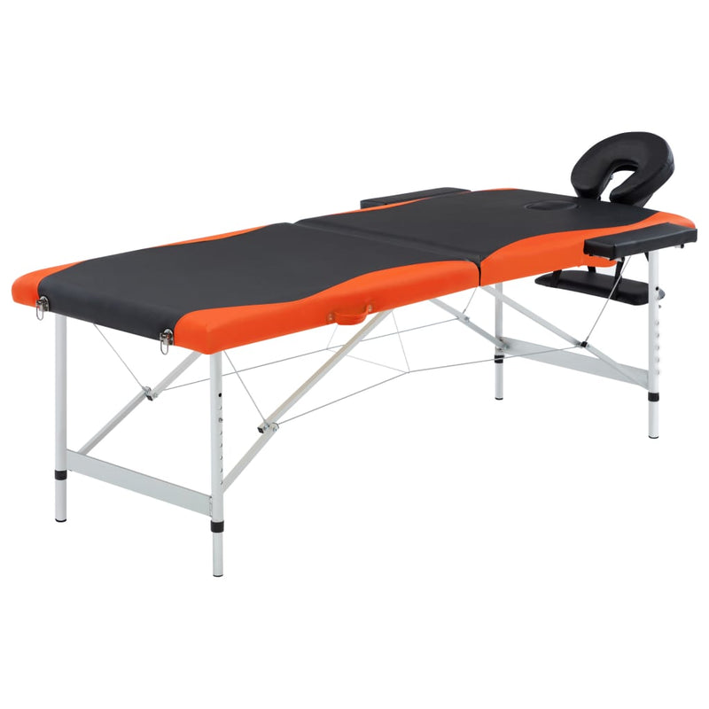 Load image into Gallery viewer, Vidaxl massagetafel inklapbaar 2 zones aluminium zwart en oranje