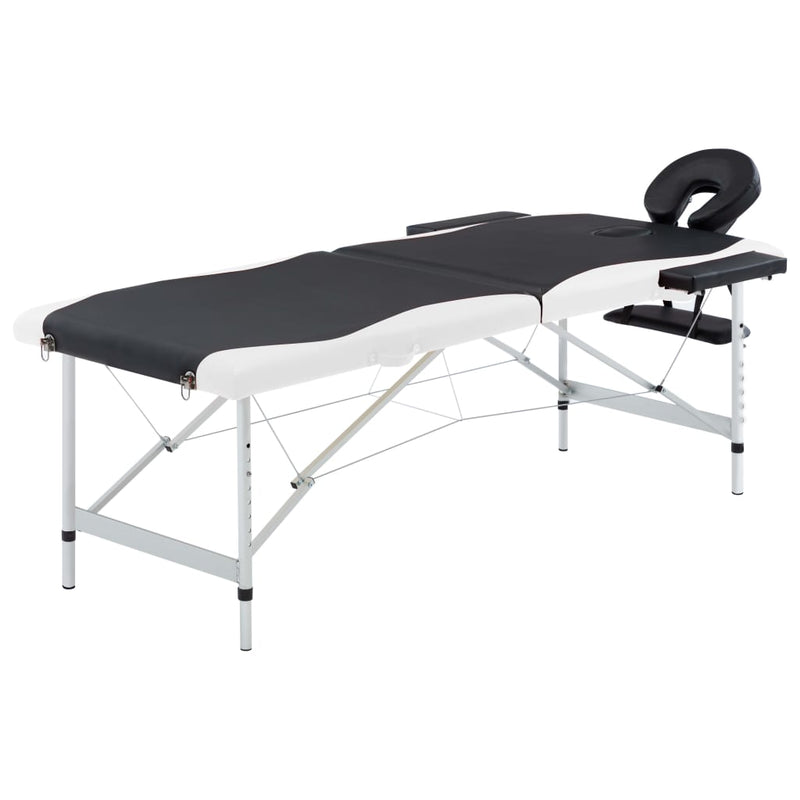 Load image into Gallery viewer, Vidaxl massagetafel inklapbaar 2 zones aluminium zwart en wit