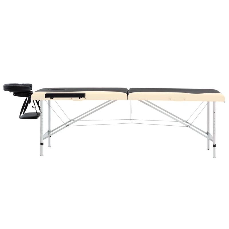 Load image into Gallery viewer, Vidaxl massagetafel inklapbaar 2 zones aluminium zwart en beige