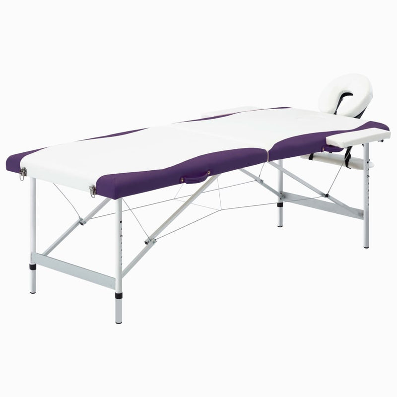 Load image into Gallery viewer, Vidaxl massagetafel inklapbaar 2 zones aluminium wit en paars