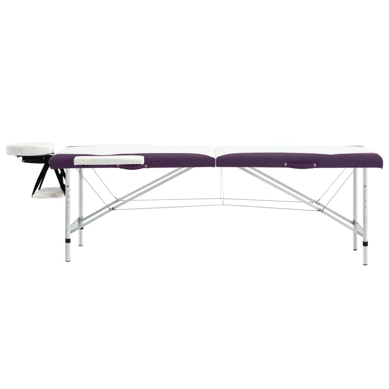 Load image into Gallery viewer, Vidaxl massagetafel inklapbaar 2 zones aluminium wit en paars
