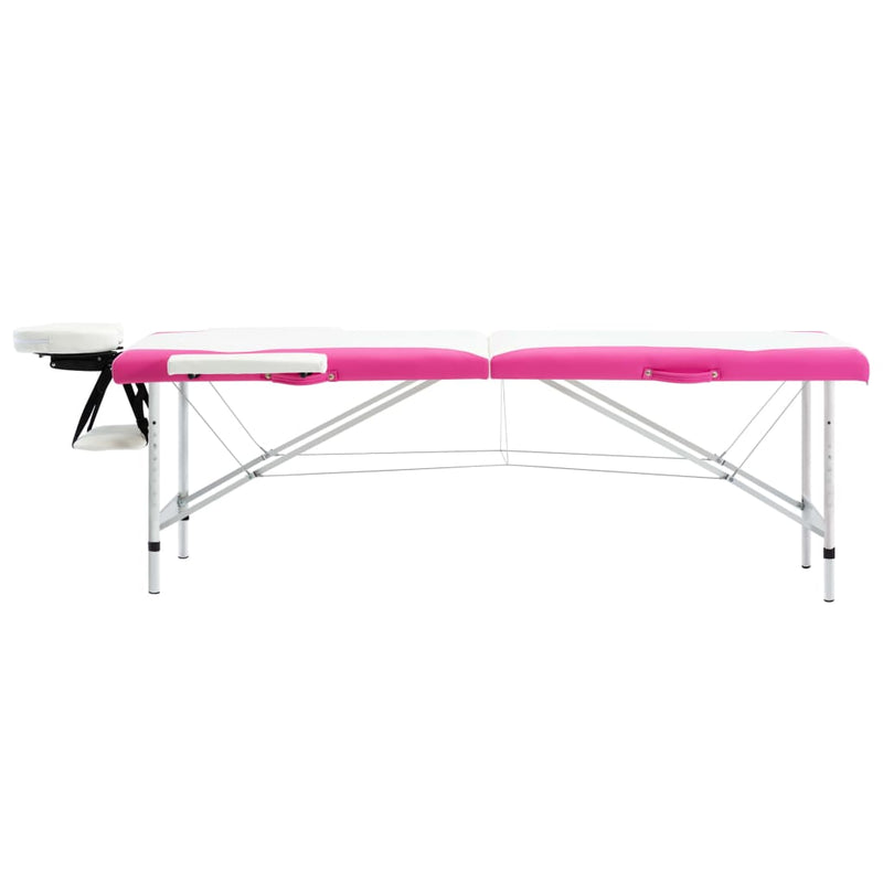 Load image into Gallery viewer, Vidaxl massagetafel inklapbaar 2 zones aluminium wit en roze