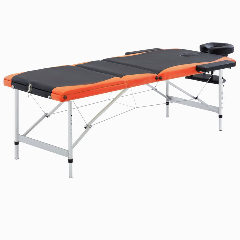 Load image into Gallery viewer, Vidaxl massagetafel inklapbaar 3 zones aluminium zwart en oranje