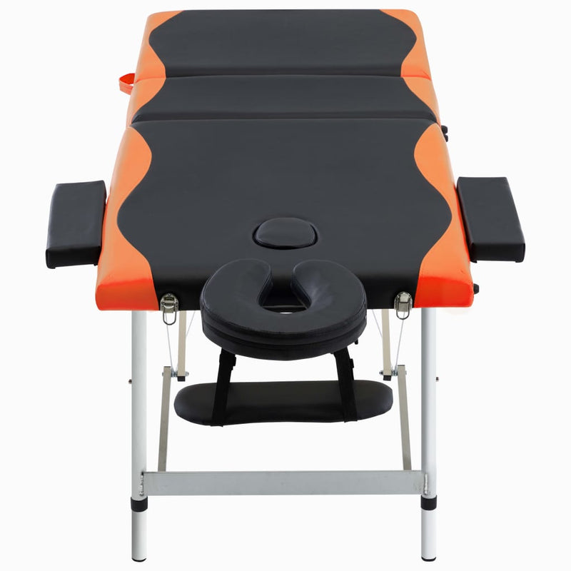 Load image into Gallery viewer, Vidaxl massagetafel inklapbaar 3 zones aluminium zwart en oranje