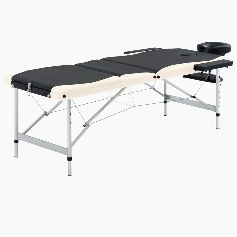 Load image into Gallery viewer, Vidaxl massagetafel inklapbaar 3 zones aluminium zwart en beige