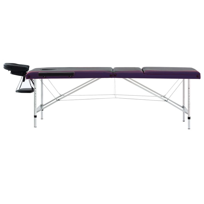 Load image into Gallery viewer, Vidaxl massagetafel inklapbaar 3 zones aluminium zwart en paars