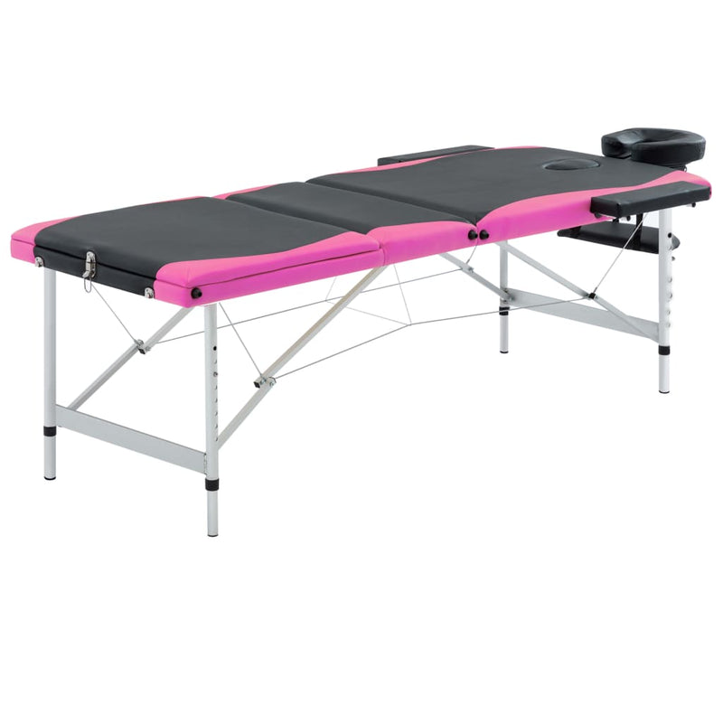 Load image into Gallery viewer, Vidaxl massagetafel inklapbaar 3 zones aluminium zwart en roze