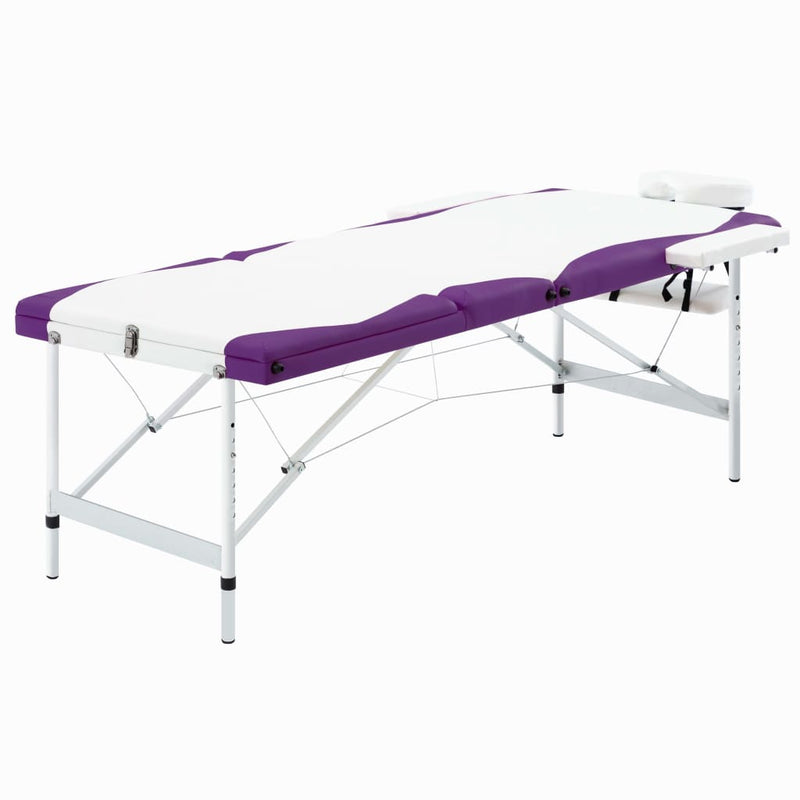 Load image into Gallery viewer, Vidaxl massagetafel inklapbaar 3 zones aluminium wit en paars