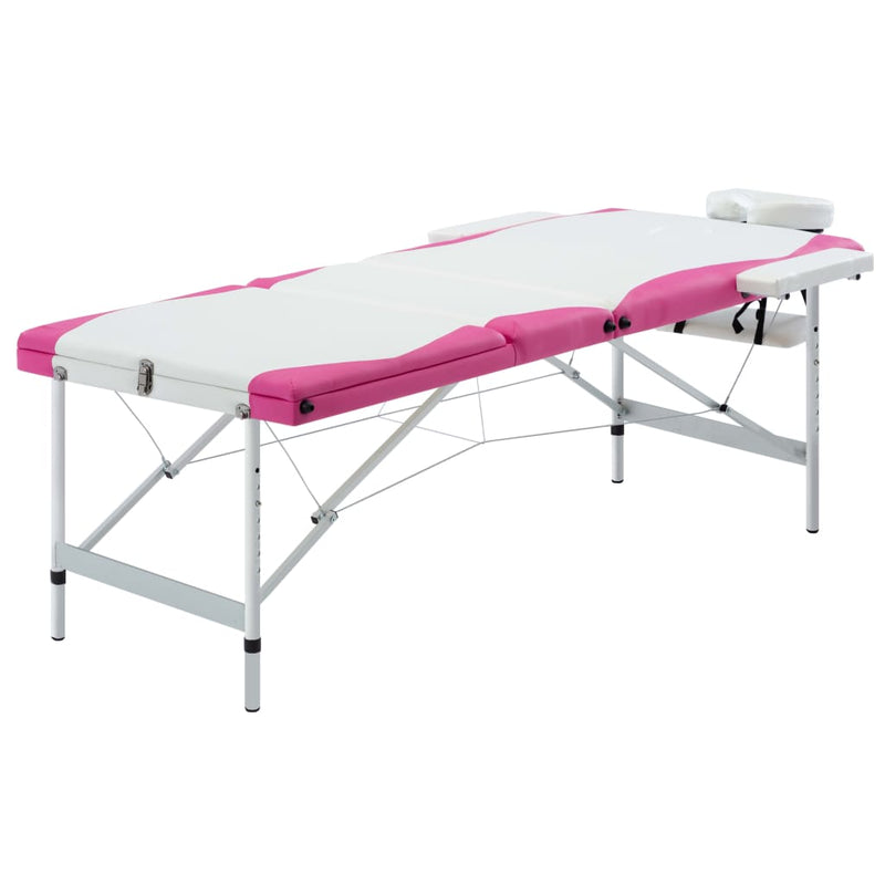 Load image into Gallery viewer, Vidaxl massagetafel inklapbaar 3 zones aluminium wit en roze