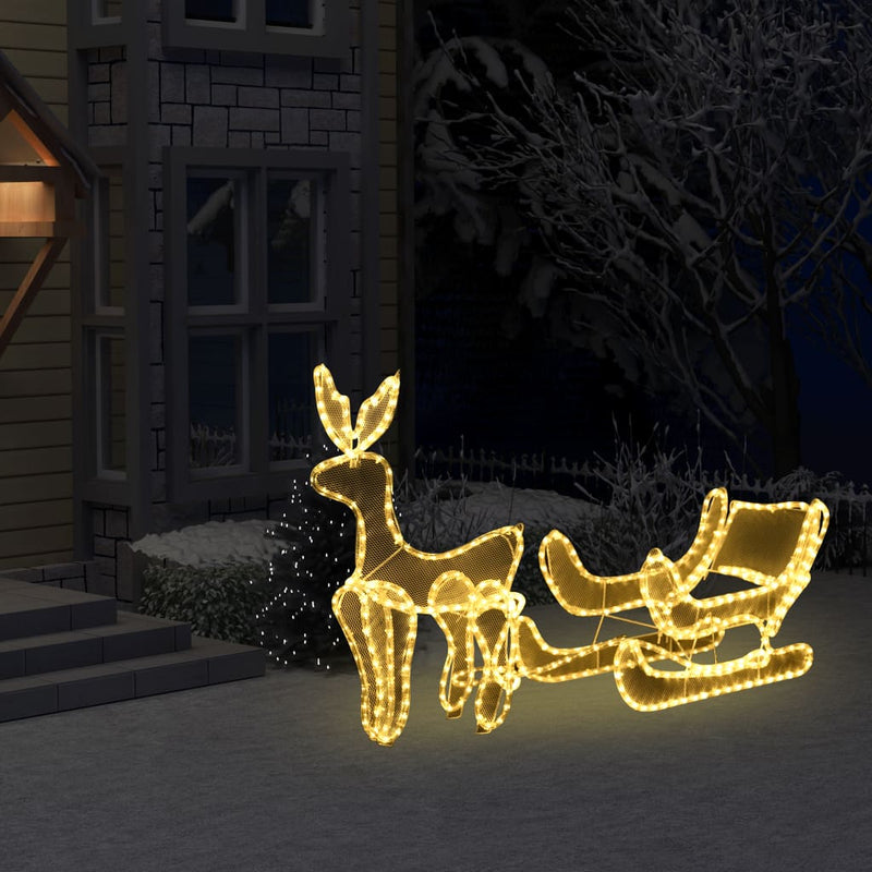 Load image into Gallery viewer, VidaXL Kerstverlichting rendier en slee met mesh 432 LED's