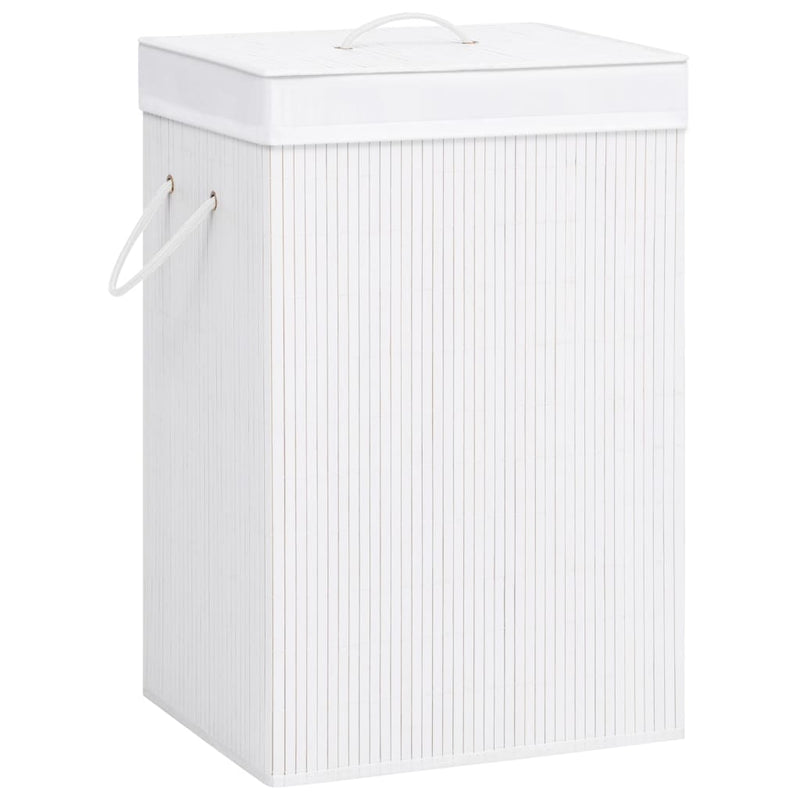 Load image into Gallery viewer, Vidaxl wasmand met 1 vak bamboe wit