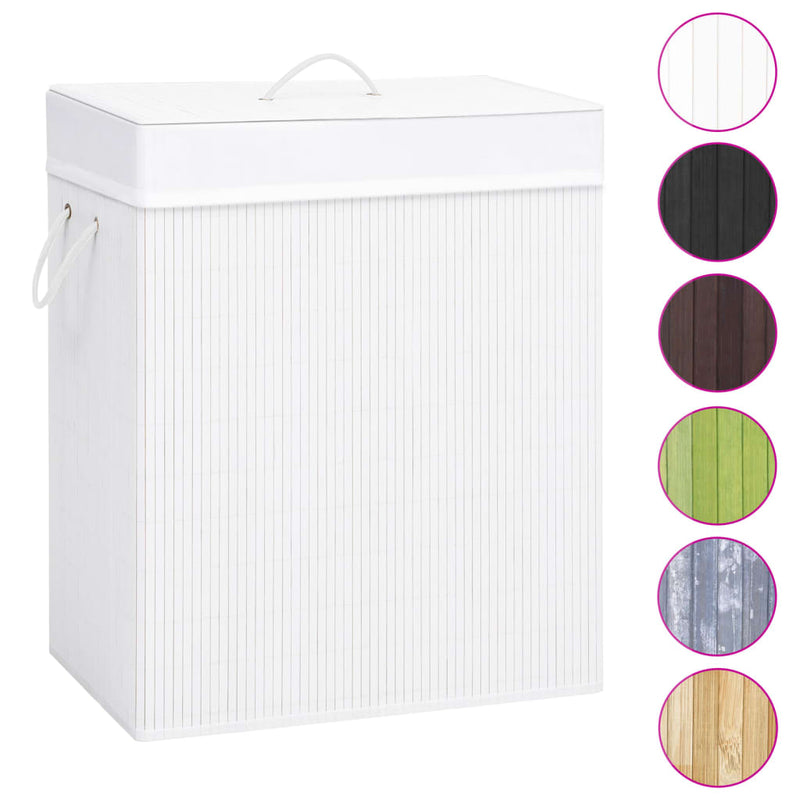 Load image into Gallery viewer, Vidaxl wasmand met 1 vak 83 l bamboe wit