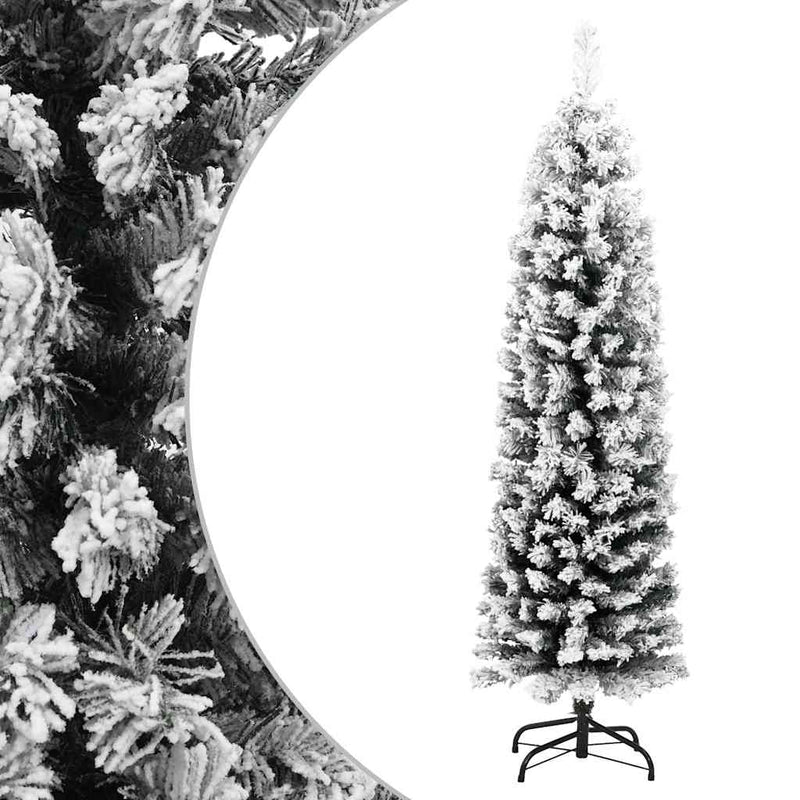 Load image into Gallery viewer, Vidaxl kunstkerstboom met sneeuw smal 150 cm pvc groen