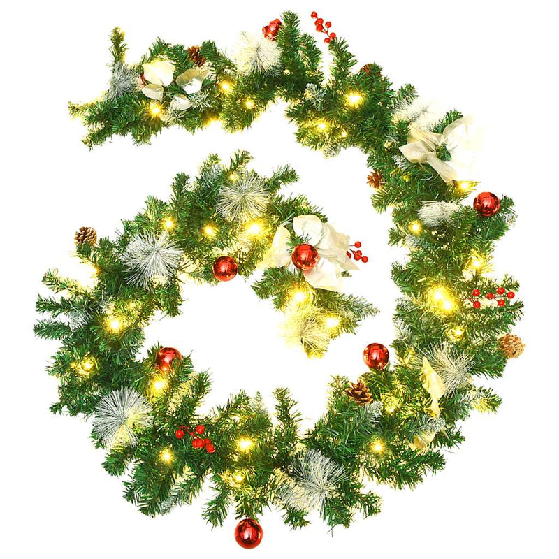 Load image into Gallery viewer, Vidaxl kerstslinger met led-lampjes 2,7 m pvc groen
