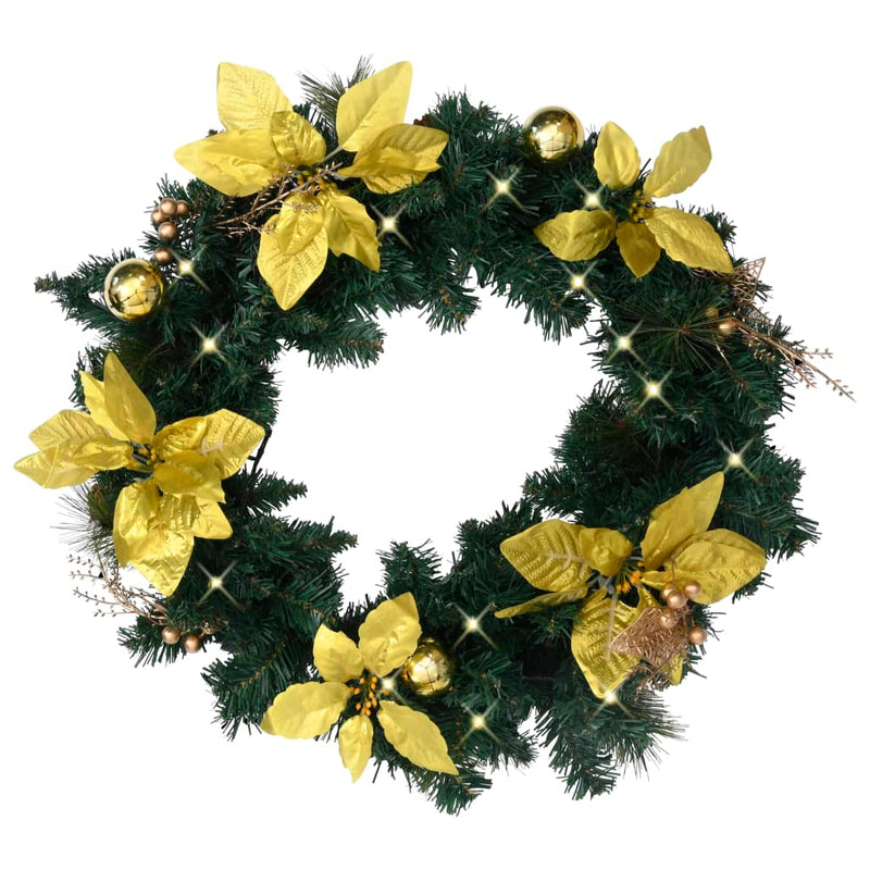 Load image into Gallery viewer, Vidaxl kerstkrans met led lampjes 60 cm pvc groen