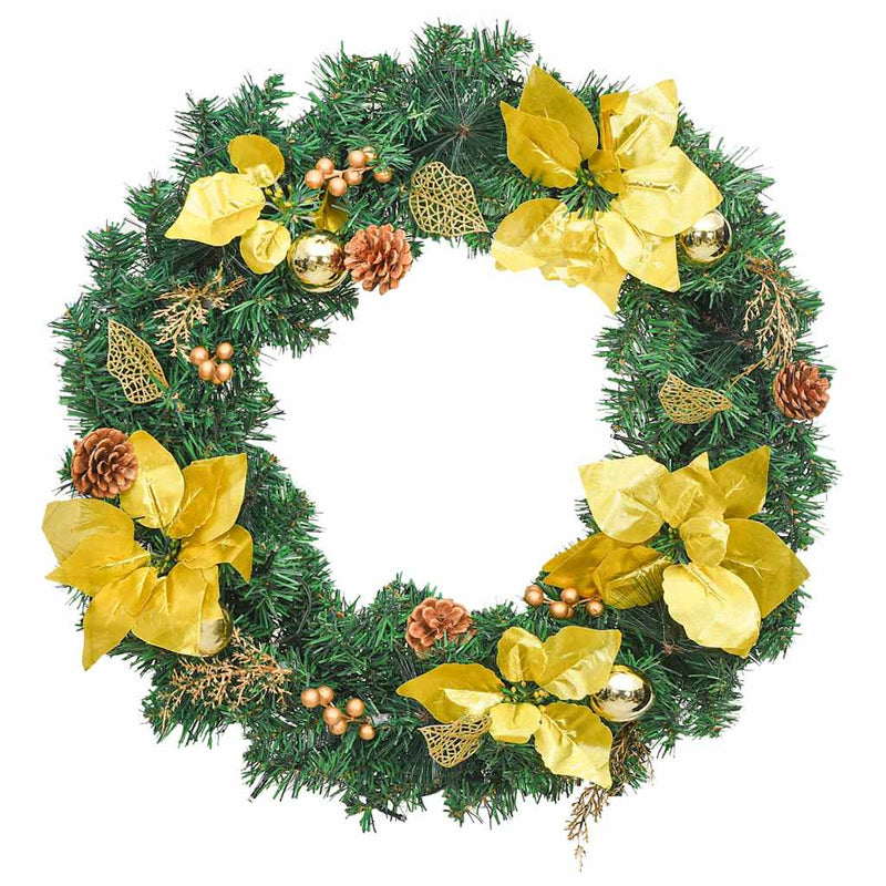 Afbeelding laden in galerijviewer, Vidaxl kerstkrans met led-verlichting groen 60 cm pvc