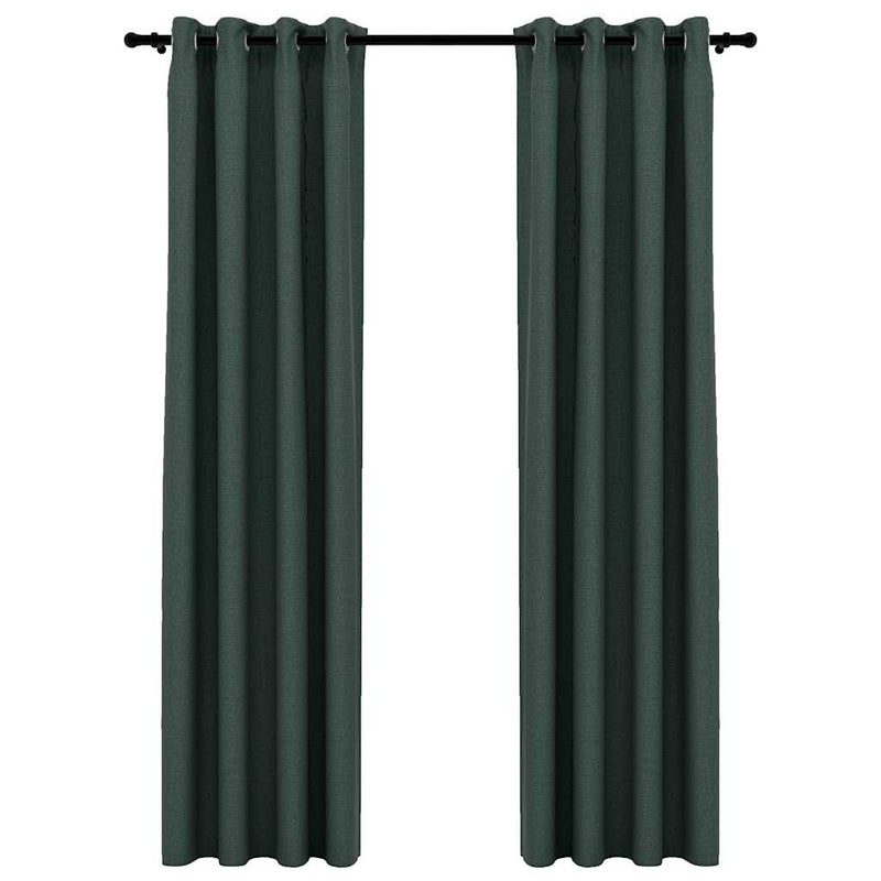 Load image into Gallery viewer, Vidaxl gordijnen linnen-look verduisterend ogen 2 st 140x225 cm groen