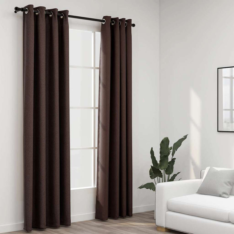 Load image into Gallery viewer, Vidaxl gordijnen linnen-look verduisterend ogen 2 st 140x225 cm taupe