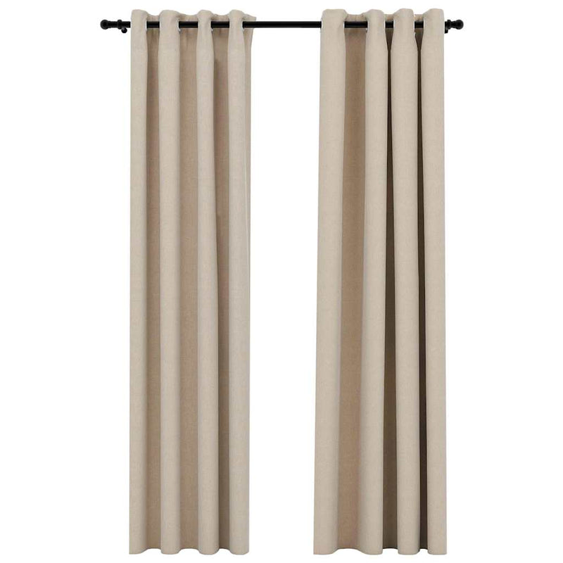 Load image into Gallery viewer, Vidaxl gordijnen linnen-look verduisterend ogen 2 st 140x245 cm beige