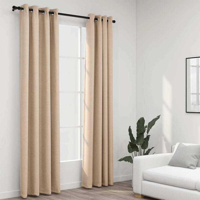Load image into Gallery viewer, Vidaxl gordijnen linnen-look verduisterend ogen 2 st 140x245 cm beige