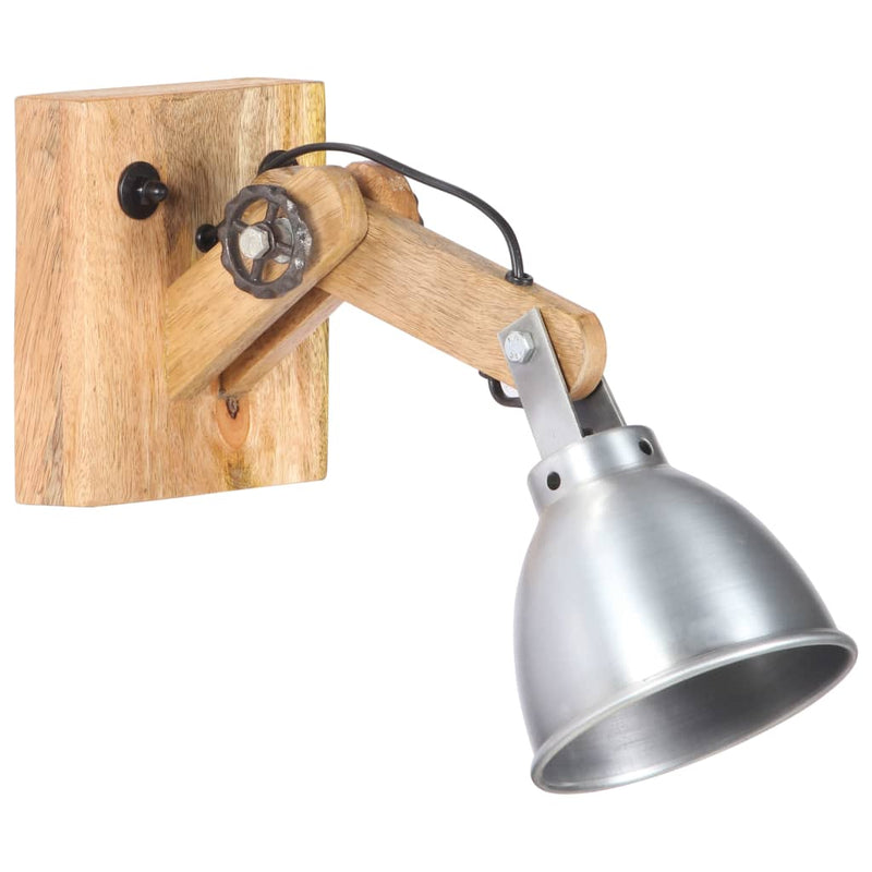 Load image into Gallery viewer, Vidaxl wandlamp e27 massief mangohout en ijzer zilverkleurig