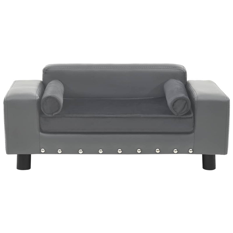 Load image into Gallery viewer, Vidaxl hondenbank 81x43x31 cm pluche en kunstleer grijs